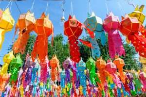 Festive hanging lanterns Yee Peng Festival Chiang Mai Thailan  WhatsHappeningTodaycom
